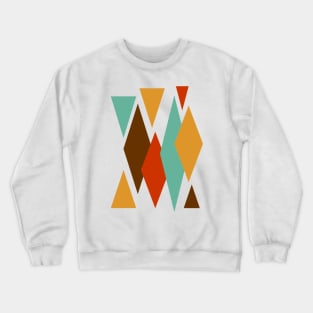 Blue Brown Diamonds Triangles Mid Century Modern Crewneck Sweatshirt